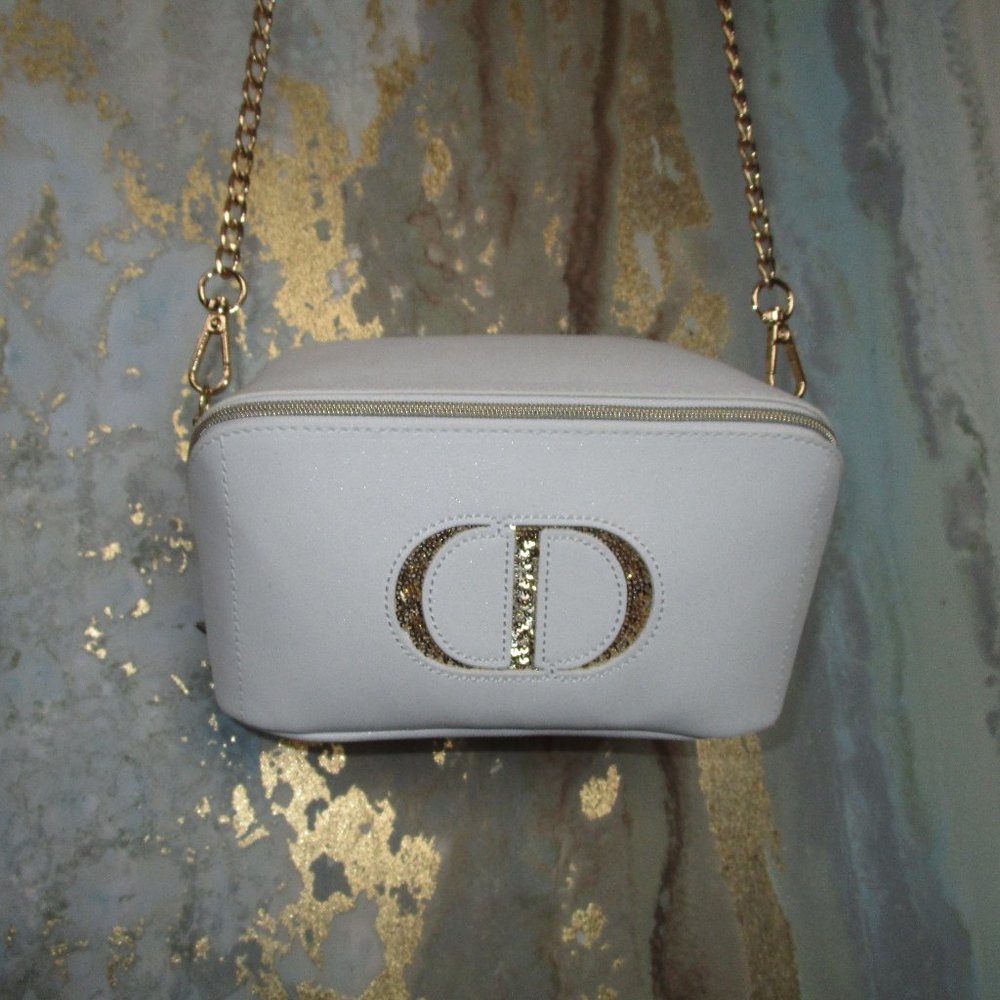 Gold and White Shimmery Dior Pouch Purse